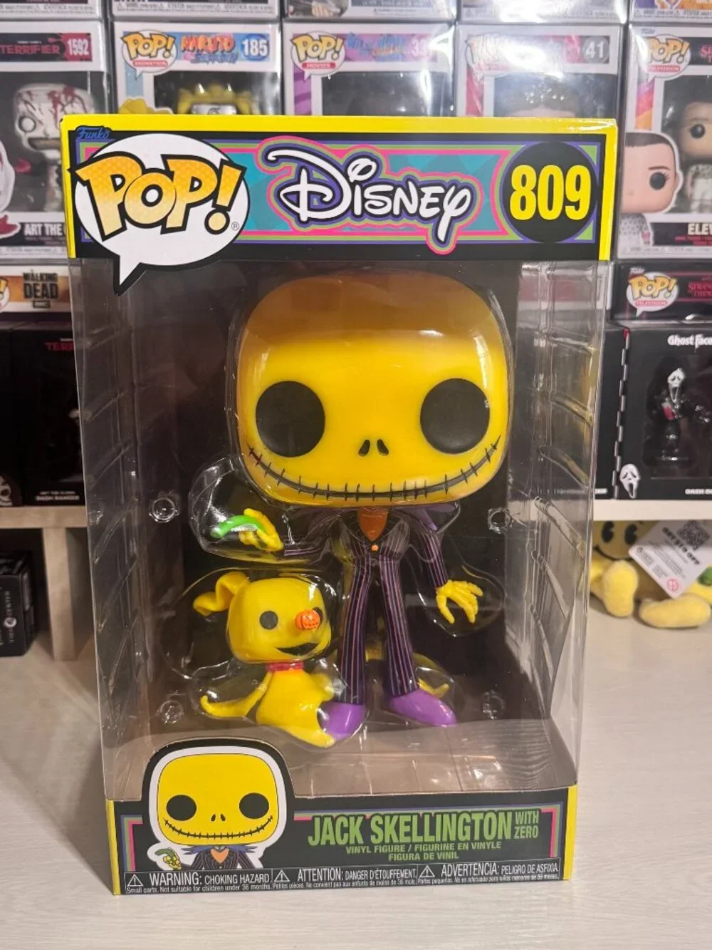 Funko Pop Jack Skellington w/ Zero #809 JUMBO 10 Inch Blacklight - Near Mint